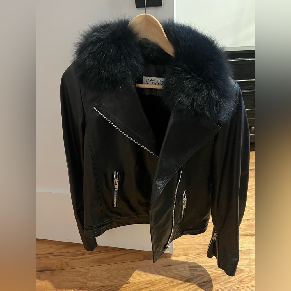 One of a kind Samantha Sipos embroidered leather jacket
